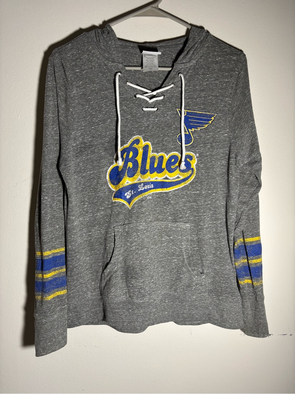 St. Louis Blues Gray Lace-Up Hoodie Sweatshirt